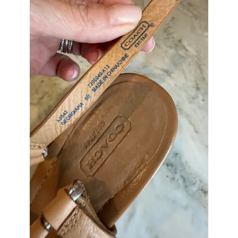 Coach Georgiana Metallic Silver Platform Cork Sandals 9